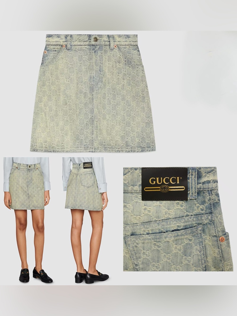 GUCCI GG Logo Denim Skirt